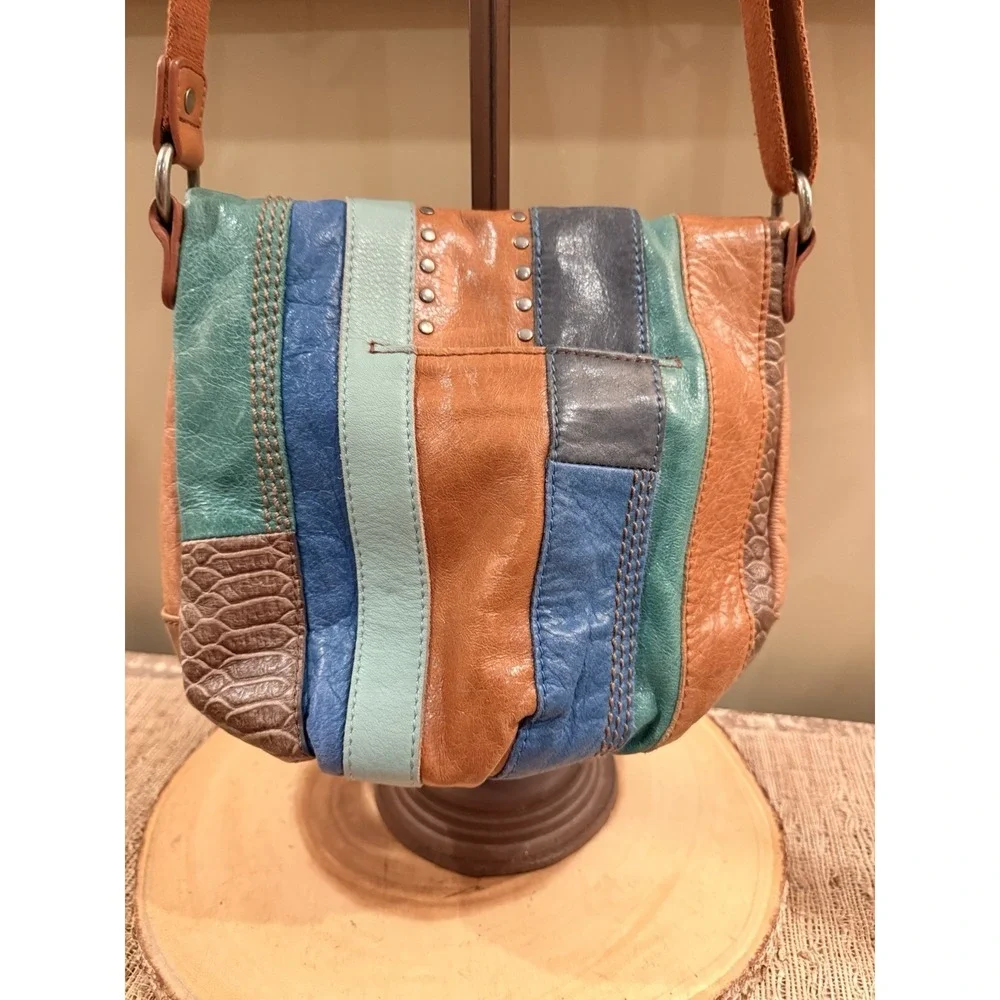The Sak Silverlake Leather Rare Stripe Color Block Crossbody Bag  Festival‎ Boho